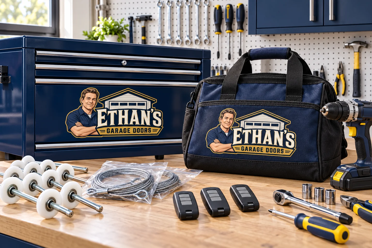 Garage door design and equipment illustration